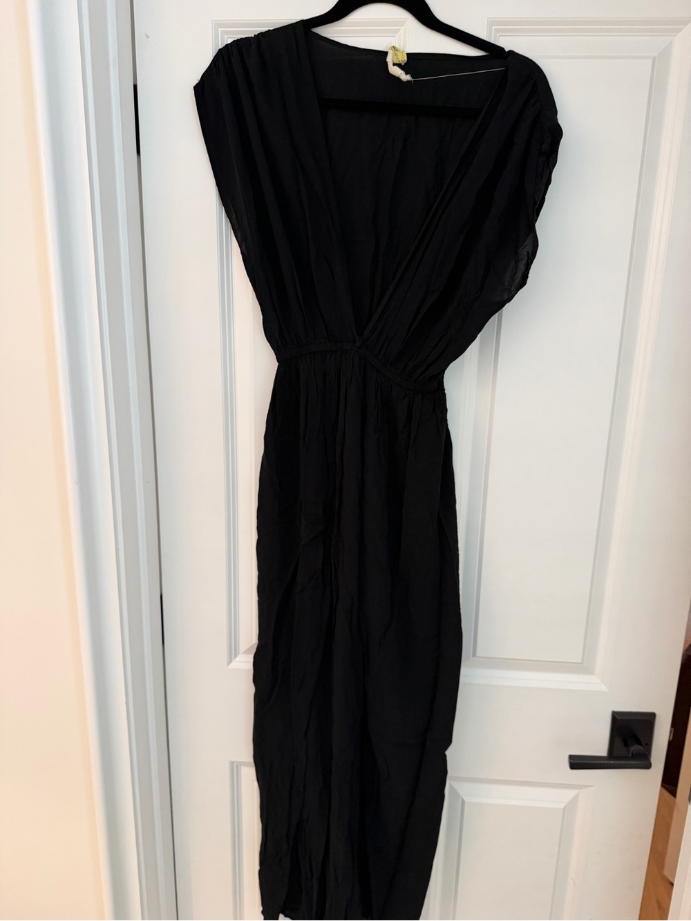 Black V-Neck Women's Dress Swim Coverup